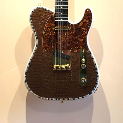 Custom Designed & Crafted White Tele Style w/Gold Alligator Tolex & Amazonite Stones Serial #064 - 2025 image 1