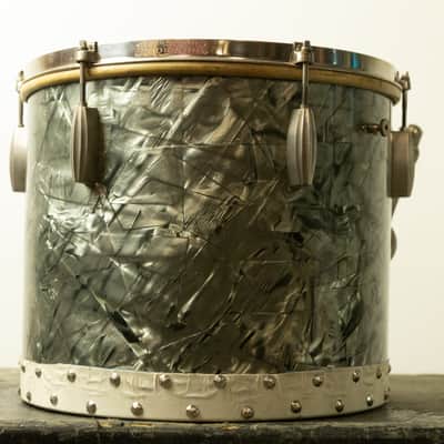1940s Slingerland 12x14 Black Diamond Pearl Radio King Tom image 4
