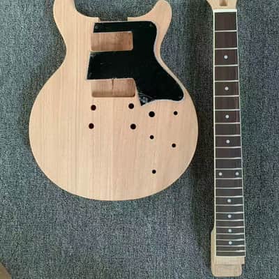 Double Cutaway Unfinished Mahogany Wood Guitar Body, Mahogany Neck image 3