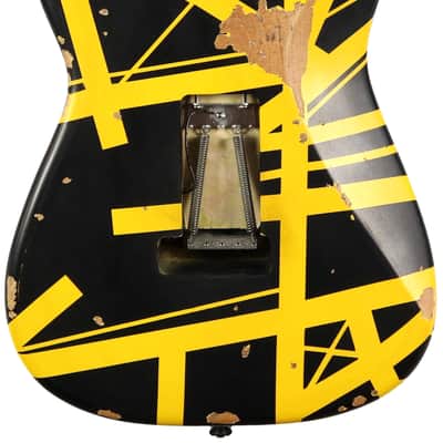 EVH Ltd Ed Striped Frankenstein Black Yellow Frankie Aged Electric Guitar image 3