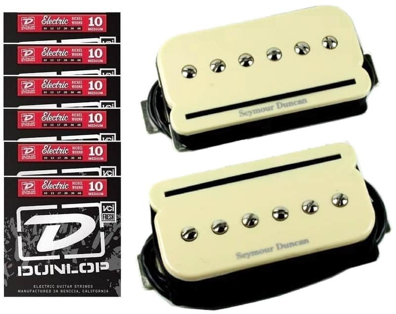 Seymour Duncan P-Rails SHPR-1s Cream Pickups Set P-90 Sound in Humbucker Size (6 Dunlop String Sets) image 1