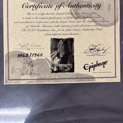 Epiphone USA Collection John Lennon Signature '65 Casino 1998 - 2000 - Vintage Sunburst w/ Case & Paperwork(Very Good)*Free Shipping* image 15