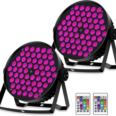 LED Par Lights, 90W 60 LED RGBW 4IN1 Stage Uplights Sound Activated Auto Play by Remote & DMX Control for Events Wedding Church Party DJ Live Show DJ Stage Lighting 2 Pack image 1