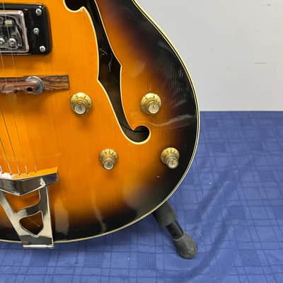 Vintage Ventura Hollow Body Electric Guitar Made in Japan with Case ES-175 Style image 10