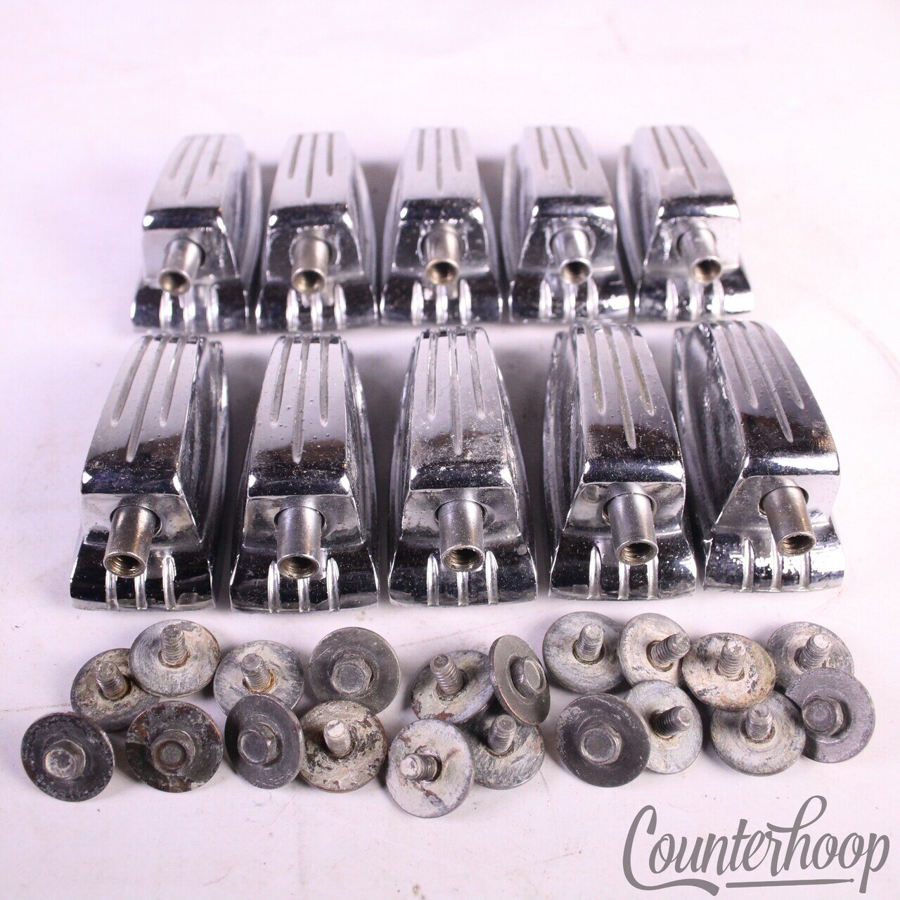 Ludwig 10x Bass/Floor Tom Drum Lugs Large Classic Tension Lug Vintage 60s Chrome — main photograph