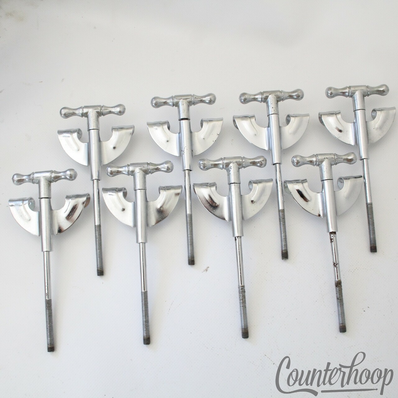 Pearl 8x Bow-Tie 4 5/8"Bass Drum Tension T-Rods+Claws Metric Japan Vintage 60s* — main photograph
