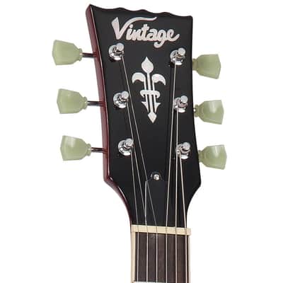 Vintage Reissued Series, Set Neck, LV100CS 'Flame Top', HH, Flm Cherryburst image 8