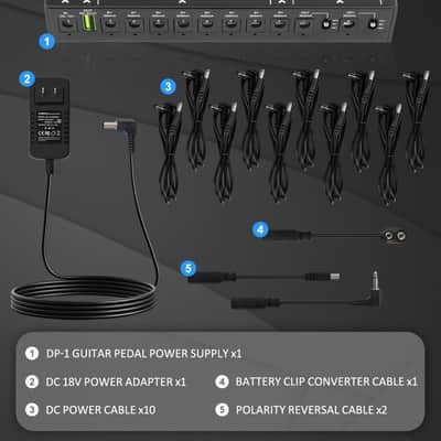 SPS-60 Guitar Pedal Power Supply, 10 Totally Isolated Pedal Board Power Supply for DC 9V/12V/18V Outputs (300mA/500mA) High Power for Power High-current Effect Pedal, Noiselessly image 3