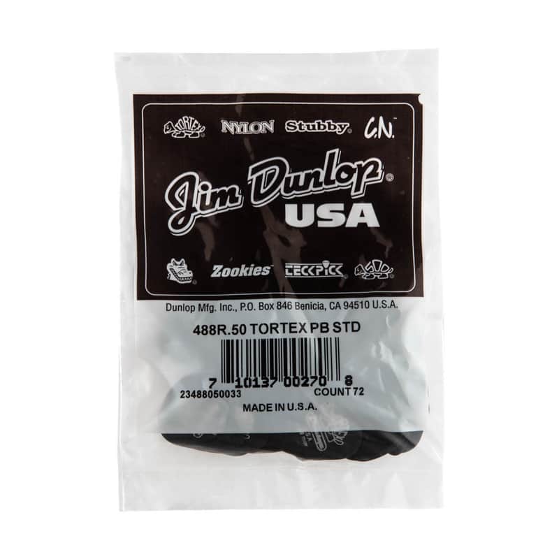 Dunlop 488R.50 Tortex® Pitch Black Standard Guitar Picks 72 Pack image 1