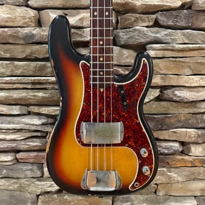 Fender Precision Bass 1966 - Sunburst w/ Non-Original Chipboard Case image 2