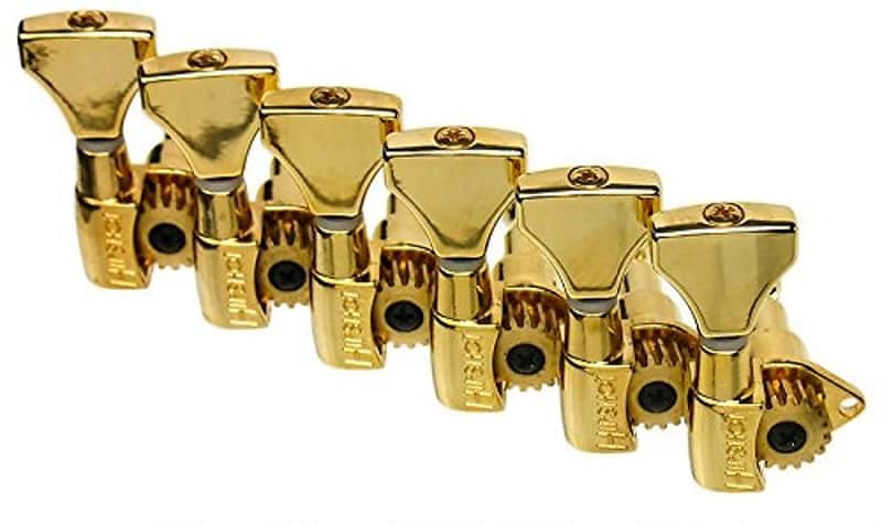 Hipshot GOLD 6-In-Line Non-Staggered Open-Gear Guitar Machines Tuners w/ UMP Kit image 1