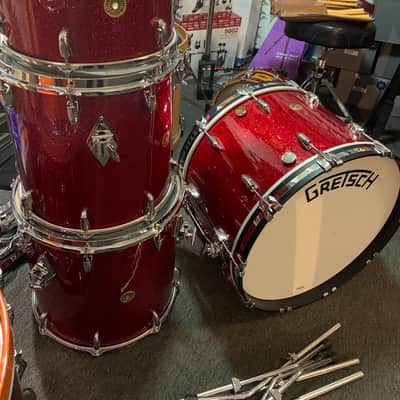 Gretsch Broadkaster Usa 2022 - Red glitter sparkle excellent cond drum set 4 Pc 22 13 14 16 USA image 3