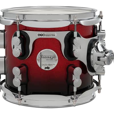PDP Concept Maple 7x8 Suspended Tom - Red to Black Fade Lacquer with Chrome Hardware (PDCM0708STRB) image 2
