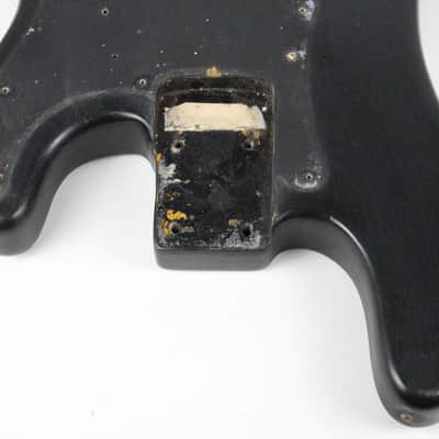 1966 Vintage Fender Precision Bass Project BODY Lightweight 4.4 LBS ~Refin~ Black PBass 1960s USA w/Original Neck Plate image 10