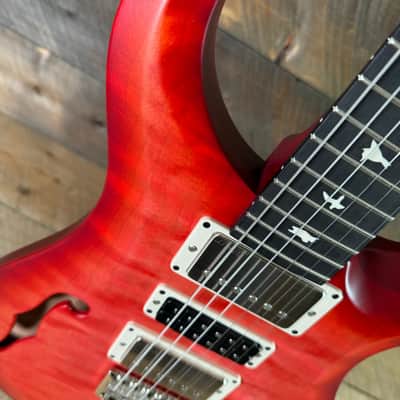 PRS S2 Wood Library Special Semi-Hollow Quilted Top Ebony Fretboard Satin Bonnie Pink Cherry Burst  S2088417 image 3