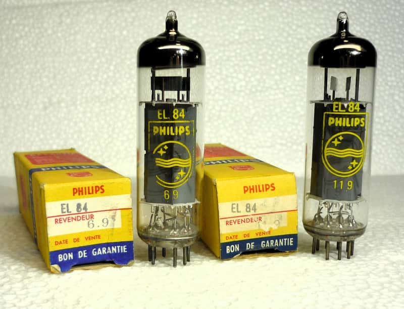 Vintage EL84/6BQ5 very strong matched pair, Made in Holland kM4 1969 NOS, NIB. image 1