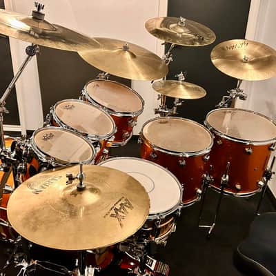 DW Collector’s Series Custom 2001 - Tangerine Halo Flake with Hardware and Hard Shell Cases image 9