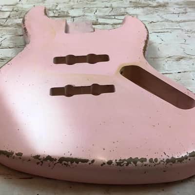Custom Shop Guitar Relic Aged Nitro Shell Pink Jazz Bass Body MADE TO ORDER image 3