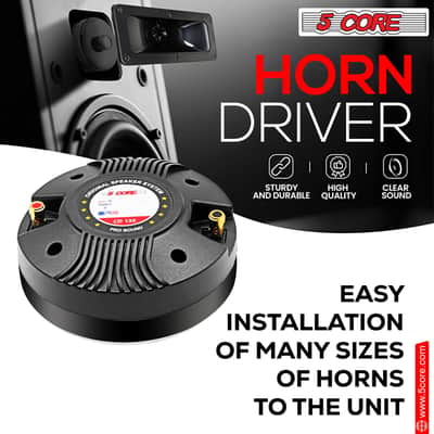 5 Core Compression Driver Pair 270W Combined RMS Titanium Tweeter Diaphragm 8 Ohm 1.75" Voice Coil High Frequency 1.5k-20kHz Weatherproof Thro image 8