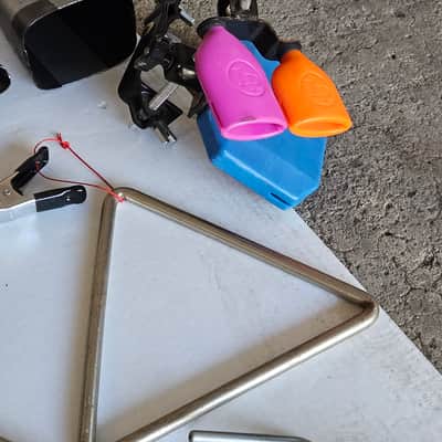 Latin Percussion Lot of LP pro percussion gear - cowbells, triangles, ching ring, sambago bells, jam block, pandeiro image 5