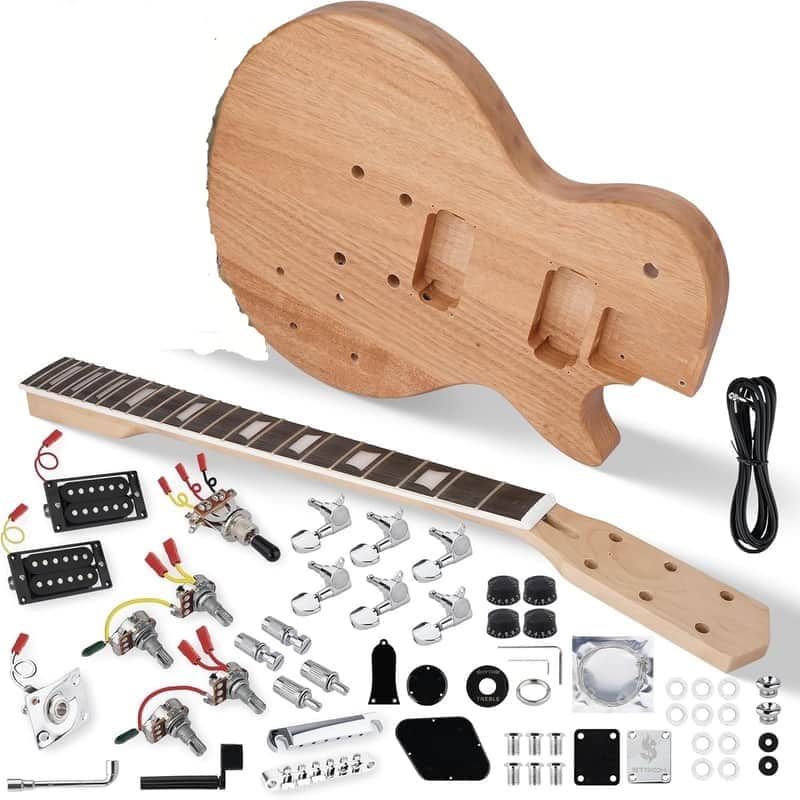 DIY Electric Guitar Kit, Style Mahogany Body & Maple Neck Guitar with HH Pickups, Easy to Assemble Kit with All Parts Included – Build Your Own Electric Guitar image 1