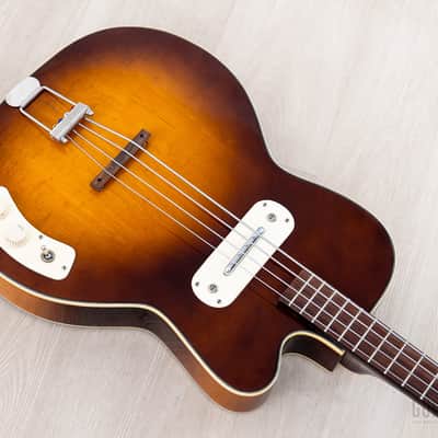 1961 Kay K5965 Pro Howlin' Wolf Vintage Hollowbody Bass Guitar Sunburst, 100% Original w/ Case, K162 image 10