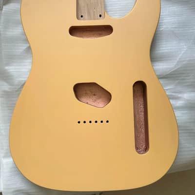 Vintage Yellow Cream Alder Tele Style Guitar Body, Nitro Satin Finish image 1