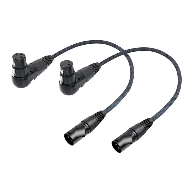 Right Angle XLR Cable, Adjustable-Angle Female to Straight Male Microphone Mic Cable Cord, 90 Degree XLR Female Adapter for Sound Devices Mixer Recorder - 1 FT 2 Pack image 1