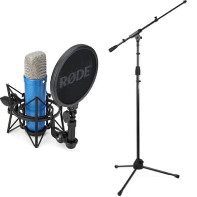 Rode NT1 Signature Series Condenser Microphone with SM6 Shockmount and Tripod Mic Stand - Cobalt image 2