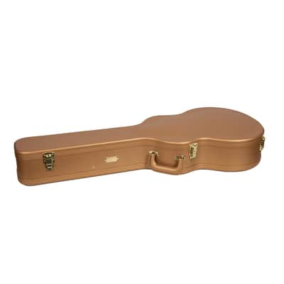 Crossrock Wooden Guitar Case -Fits OM/000-14 Fret Acoustic Guitars -Vintage Hardware, Sponge Lining, Metal Feet, Storage Space-Luxury Gold image 3