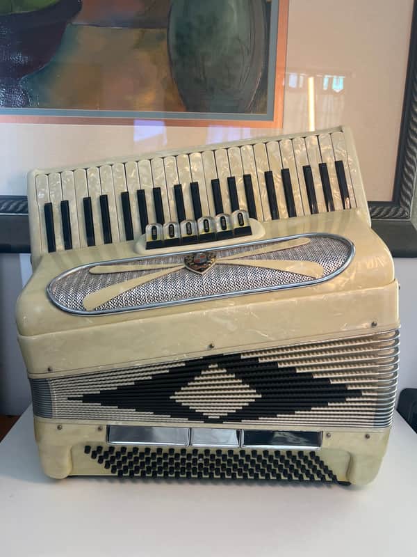 Contello Accordion 60’s in Pearl with Case Made In Italy image 1