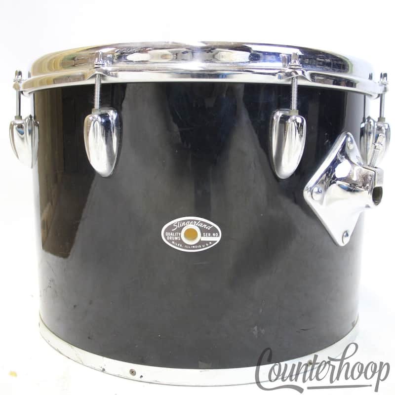 Slingerland 14x10"Black Beauty Concert Tom Drum 70s 5Ply African Mahogany Chrome image 1