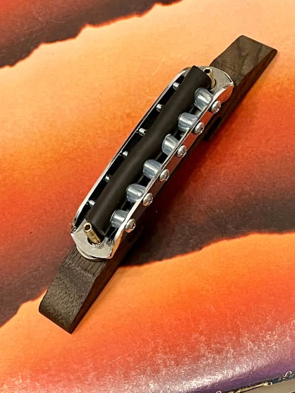 Waterslide Rubber Bridge For Archtop Guitars & Bass w/Wooden Base Included image 1