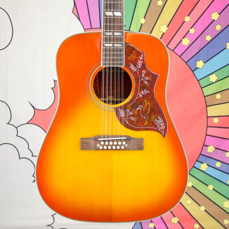 Epiphone Inspired By Gibson Hummingbird 12-String, Aged Cherry Sunburst Gloss image 1