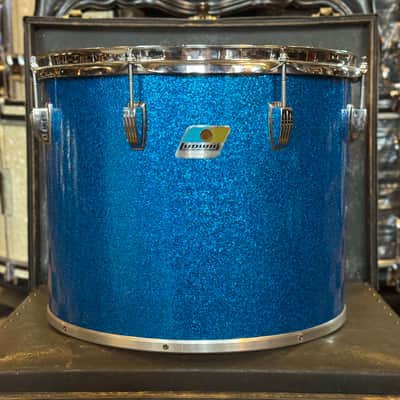 VINTAGE 1970's Ludwig 12x15" Blue & Olive Badge Concert Tom in Blue Sparkle image 1