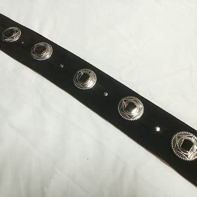 Perri’s Black Suede Leather with Conchos guitar strap - NEW image 3