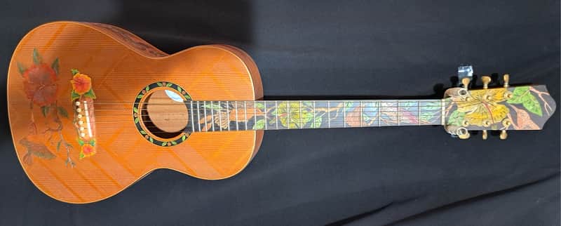 Blueberry NEW IN STOCK Handmade Acoustic Guitar Parlor Birds Motif image 1