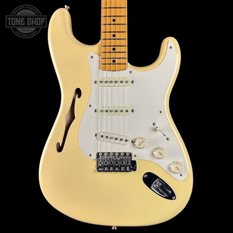 Used 2018 Fender Eric Johnson Thinline Strat Vintage White w/Case TSU24147