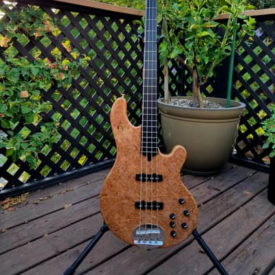 LAKLAND BASS - custom USA made 4 string, 35" scale, amazing A+++ burl maple top image 5