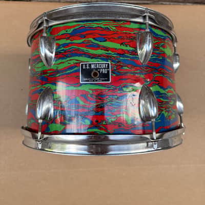 Rare Vintage U.S. Mercury “PRO” 12” Rack Tom – Psychedelic Swirl Wrap – Made in Japan image 3