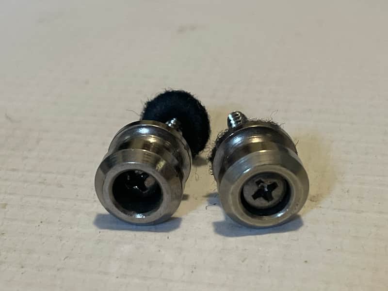 1990's Era Used Fender Schaller Electric Guitar Worn Chrome Strap Lock Buttons Set image 1