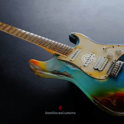 Fender Stratocaster HSS Galaxy Blue Aged Relic by East Gloves Customs (RARE) image 6