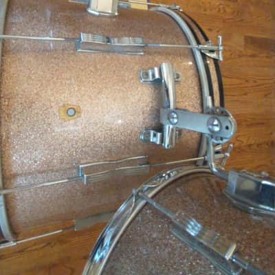 Ludwig Vintage 1966 Club Date pink champagne sparkle outfit w/ matching snare drum! image 9