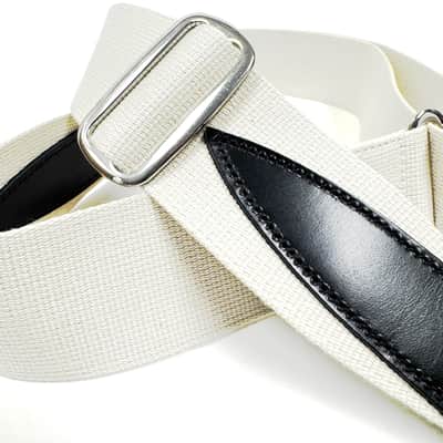 Walker & Williams H-47 Vintage Series Classic White Woven Teardrop Strap With Black Leather Ends image 3