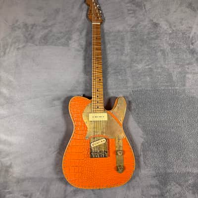Paoletti Nancy Leather top 2019 - Orange Crocodile Leather Top image 2