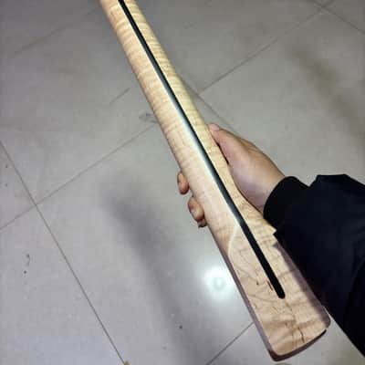 Stainless steel 22 frets 25.5inch Flame maple Electric guitar Neck Locking nut  parts hole:10mm image 3