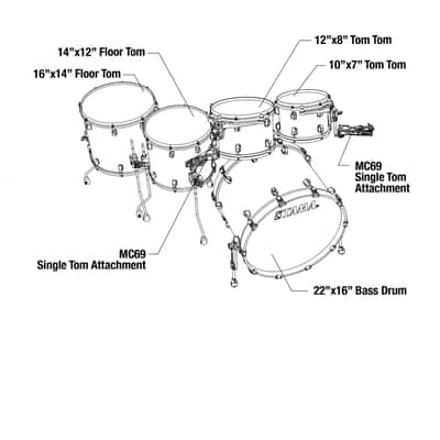 Tama WBR52LBNS-RWO Starclassic Walnut/Birch Duracover Wrap Shell Kit 5 pcs - Red &amp; White Oyster/Black Nickel HW image 2