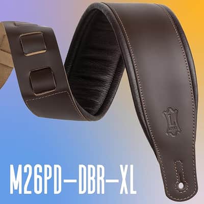 Levy's Levy's Leathers Best-Selling 3" Wide Amped Leather Series Extra Long Guitar Strap with Foam Padding, Dark Brown, (M26PD-DBR-XL) image 5