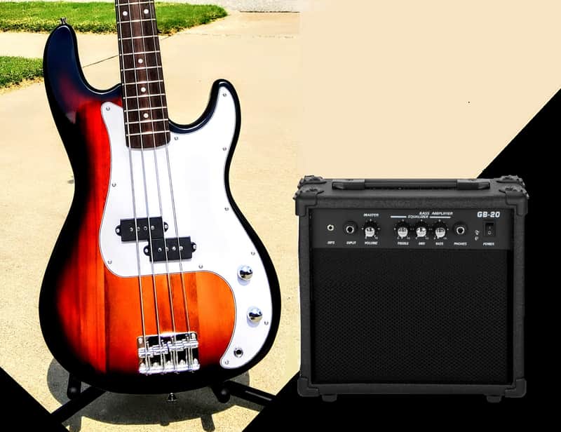 🎸+Amp! Glarry P Style Electric Bass Guitar +Rosewood Fretboard +Soft Case/Gig Bag +Strap +Cable +Pick!🎸 image 1
