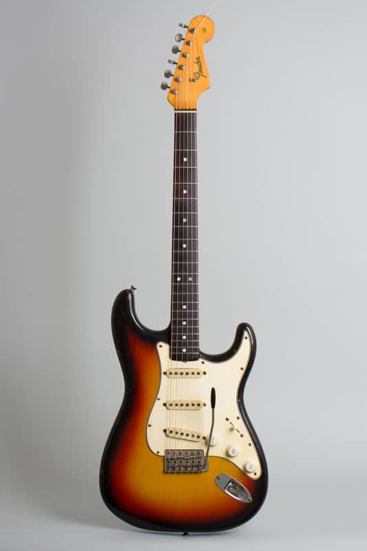 Fender  Stratocaster Solid Body Electric Guitar (1965), ser. #L77176, vintage road case. image 1